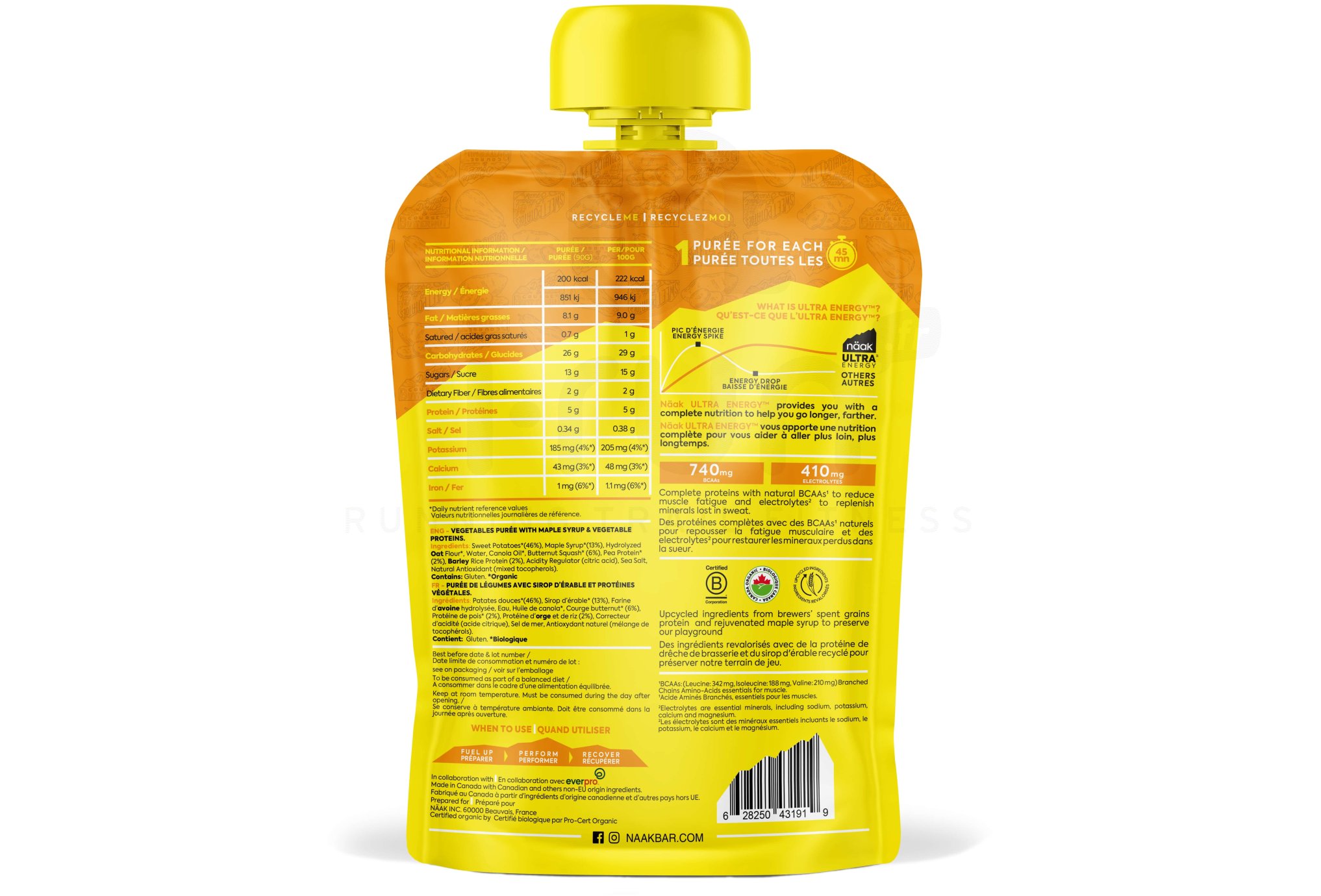 Naak Purea Ultra Energy - patate dolci e zucca butternut Patata dolce e zucca butternut 90g