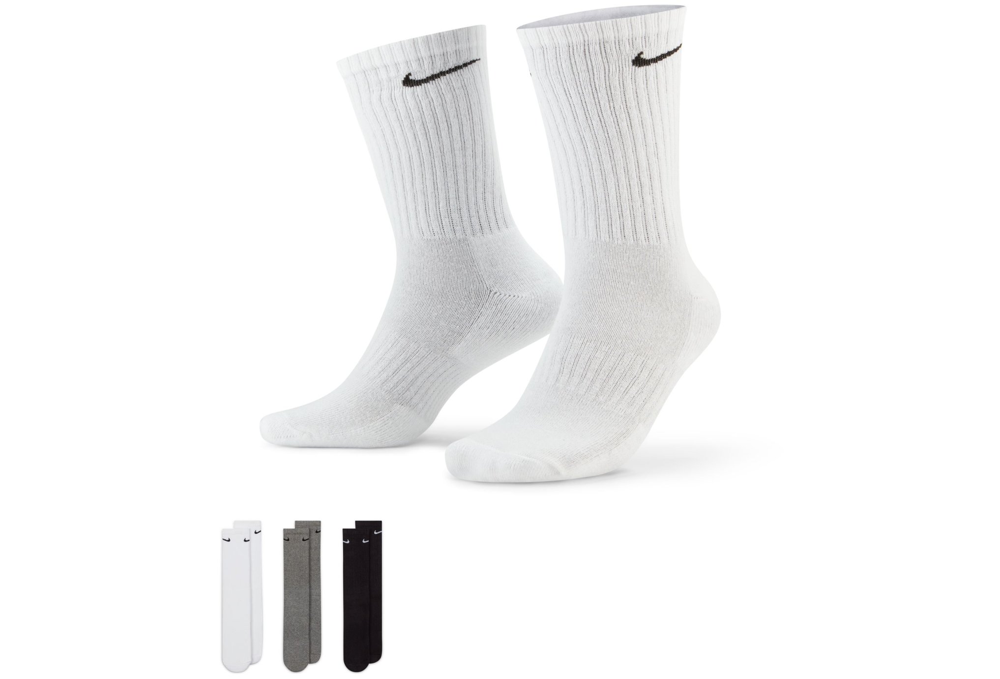 Chaussette Nike 3 paires Everyday Cushion Crew - Noir - unisex (Homme/Femme) - taille L