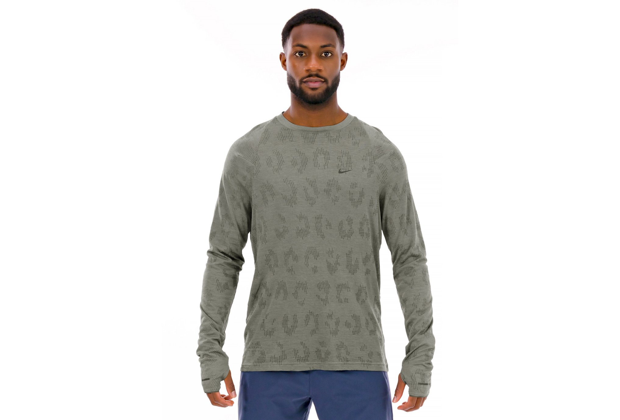 Haut manche longue Nike Running Division - Gris/argent - pour Homme - taille L