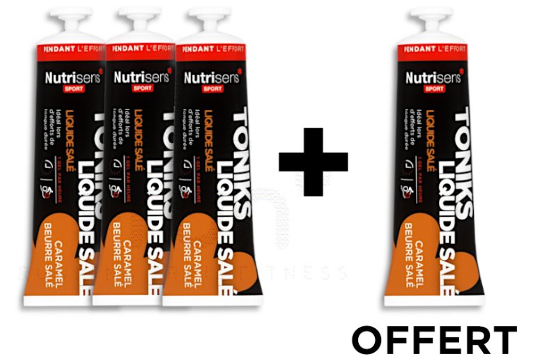 Nutrisens Sport �tui 3 Gels + 1 offert Tonik's Sal� Liquide - Caramel/Beurre Sal� 