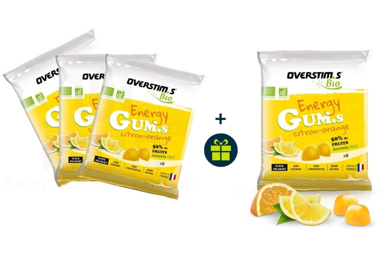 OVERSTIMS 3 Energy Gum.s Bio et 1 offert - Citron-Orange 