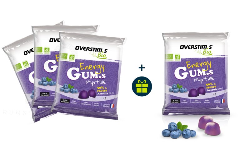 OVERSTIMS 3 Energy Gum.s Bio et 1 offert - Myrtille 