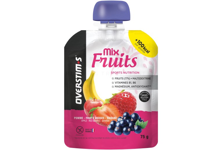 OVERSTIMS 6 Gourdes Mix Fruits - Pomme/fruits rouges/banane 