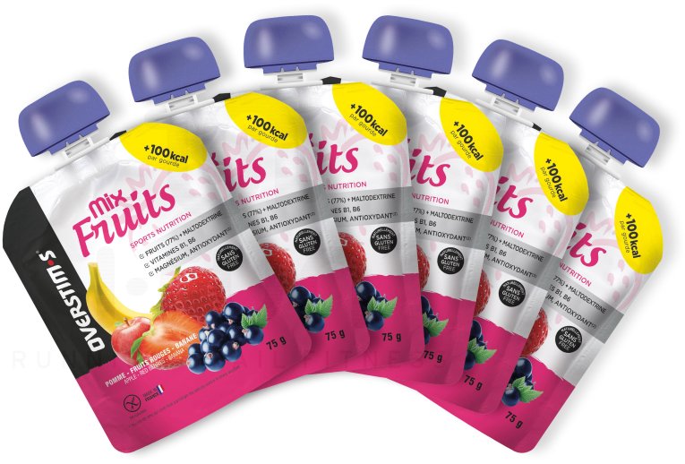 OVERSTIMS 6 Gourdes Mix Fruits - Pomme/fruits rouges/banane 