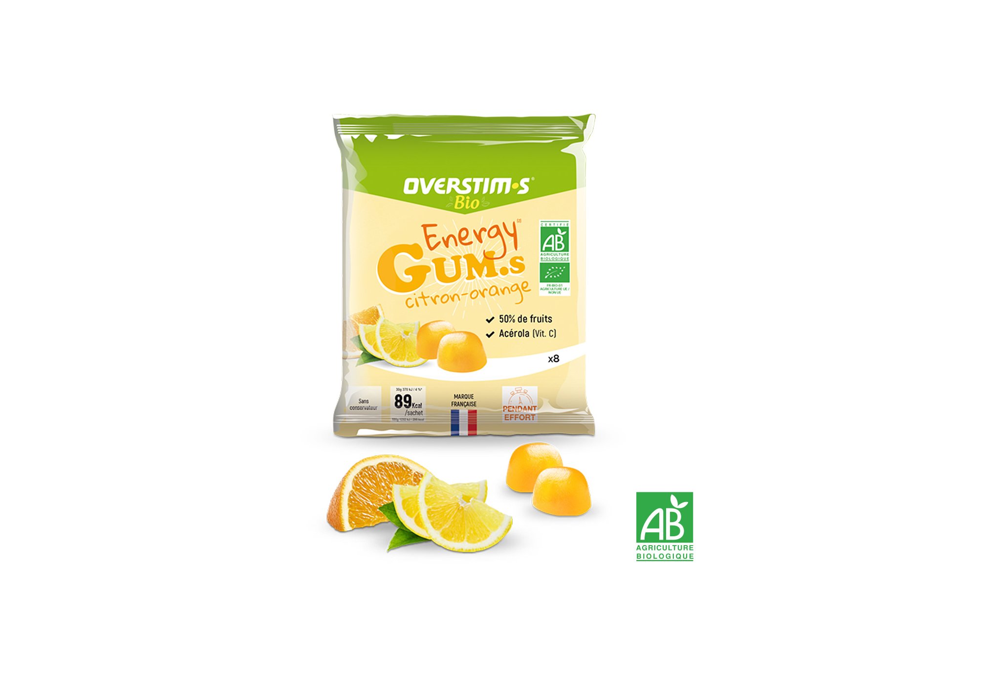 OVERSTIMS Energy Gum.s Bio - Citron-Orange