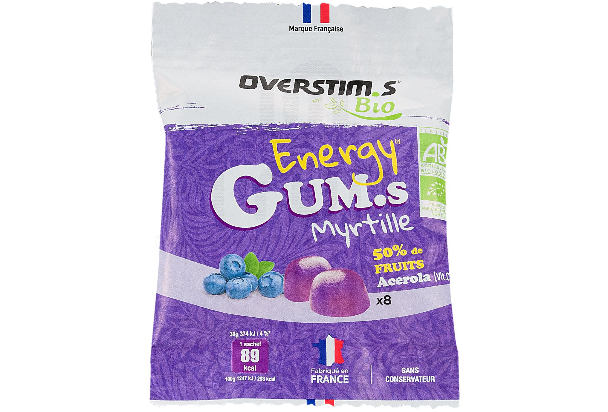 OVERSTIMS Energy Gum.s Bio - Myrtille