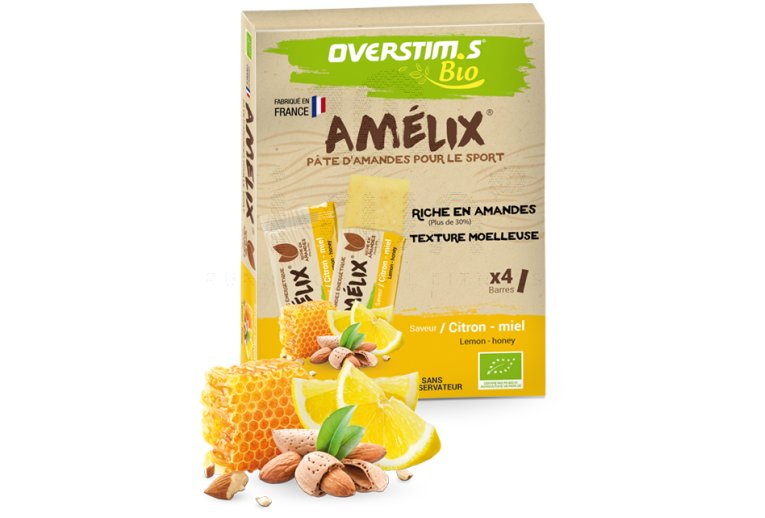 OVERSTIMS paquete de 4 barritas almendras Amelix Bio - Lim�n Miel