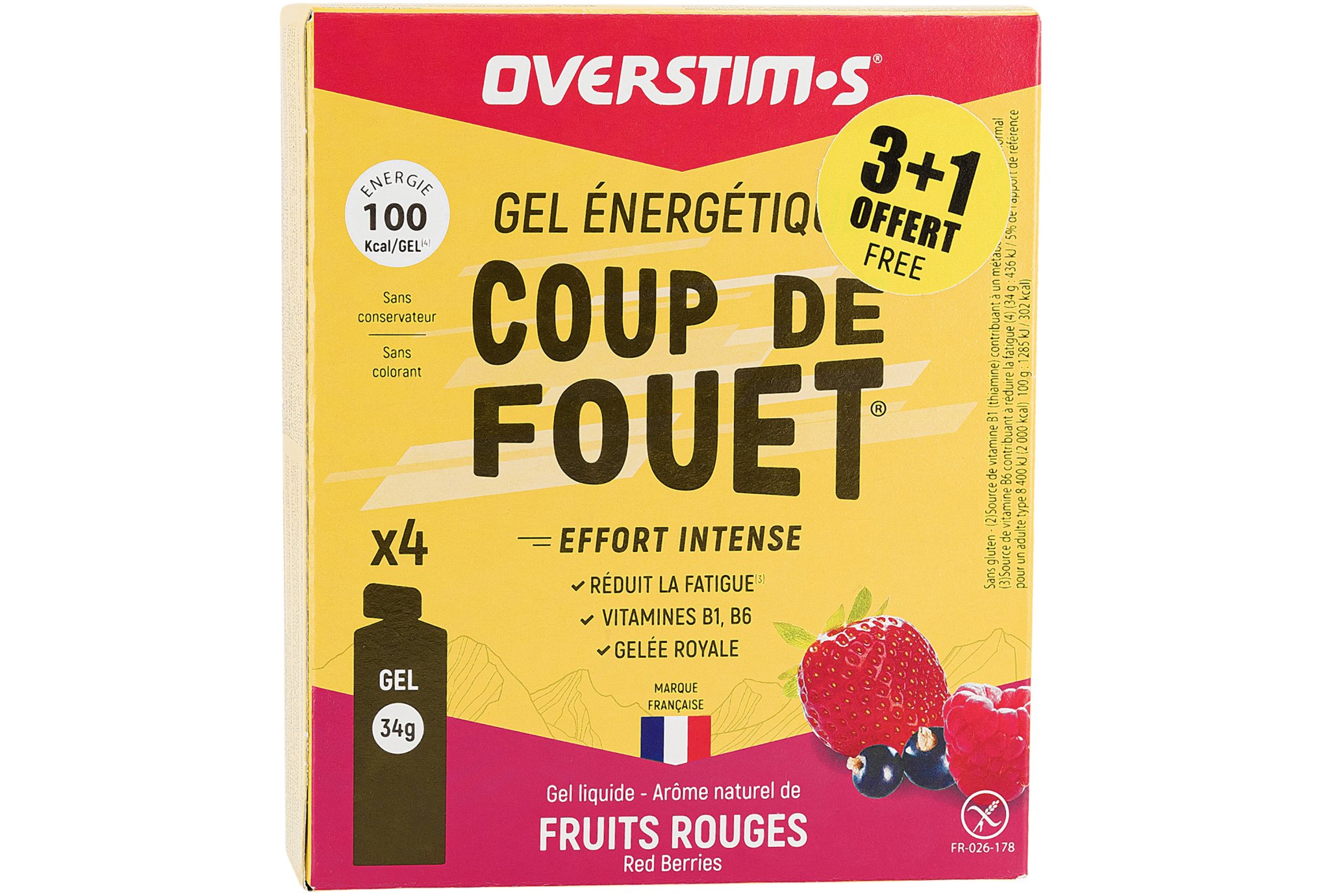 OVERSTIMS Étui Gels Energie Instantanée Coup de Fouet 3+1 - Fruits rouges Diététique $scat.CAT_NOM