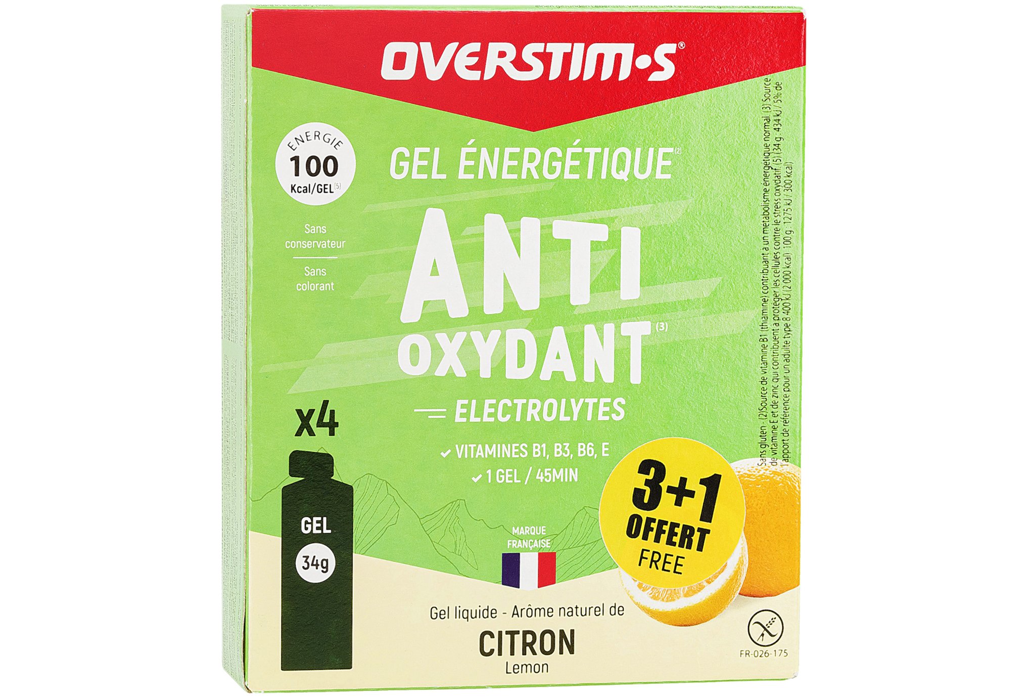 OVERSTIMS Étui Gels Liquides Antioxydant 3+1 - Citron Diététique $scat.CAT_NOM