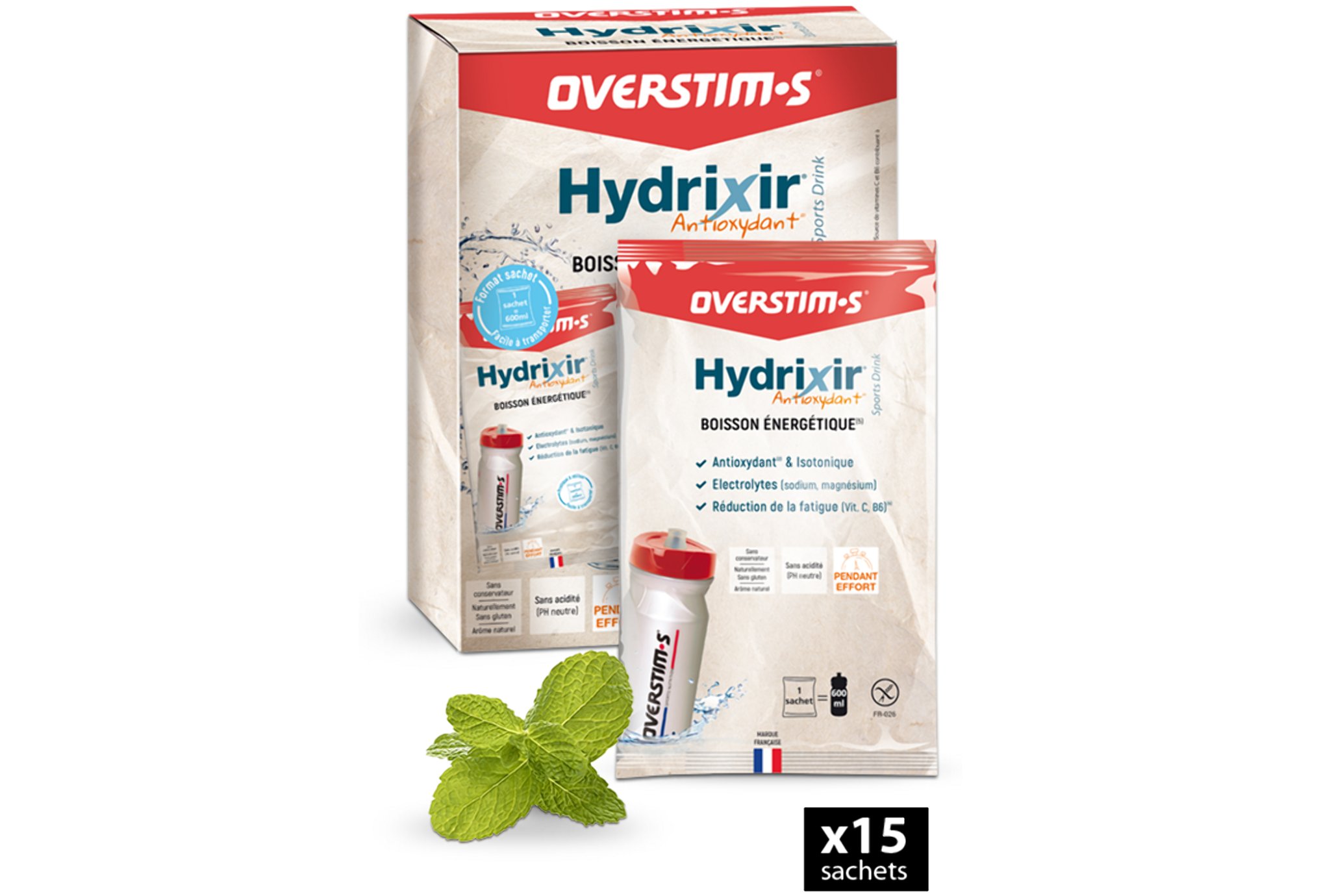 OVERSTIMS Hydrixir 15 sachets - Menthe Diététique $scat.CAT_NOM