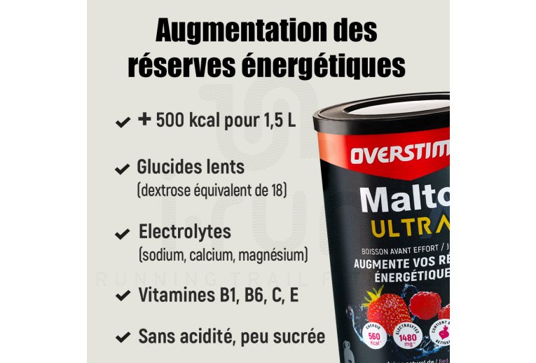 OVERSTIMS bebida Malto Ultra 450 g - Frutos rojos