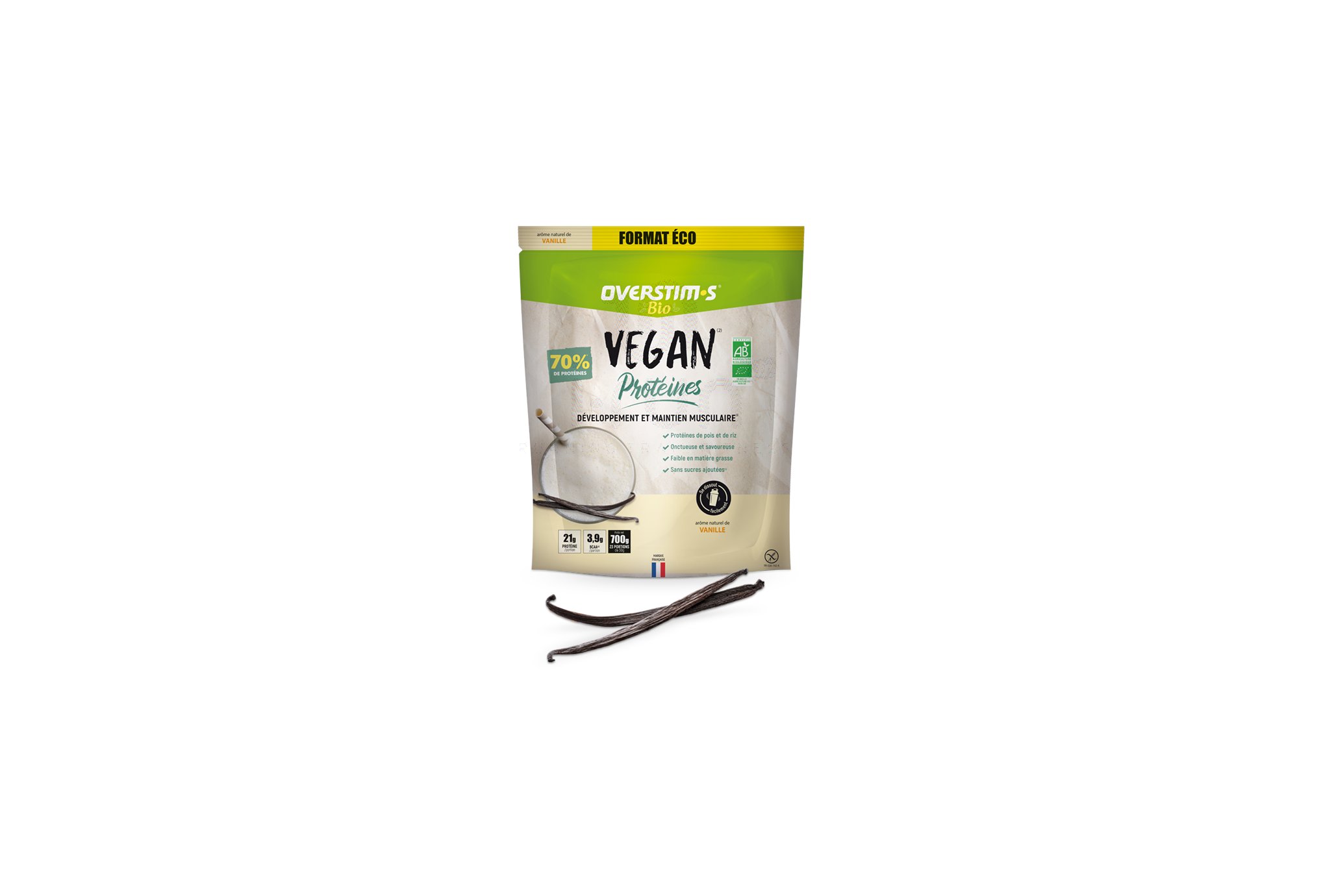 OVERSTIMS Vegan Prot?ines Bio 700 g - Vanille
