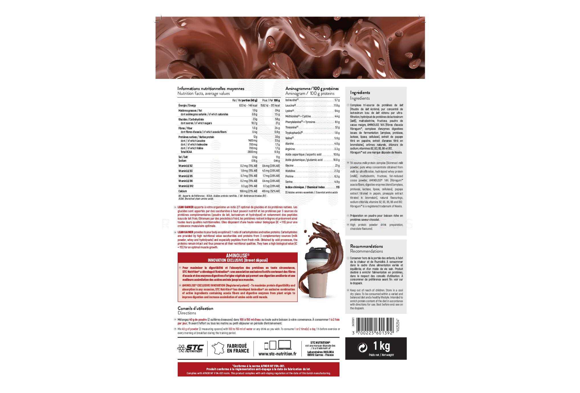 STC Nutrition Gainer Pure Performance 1 kg - chocolat