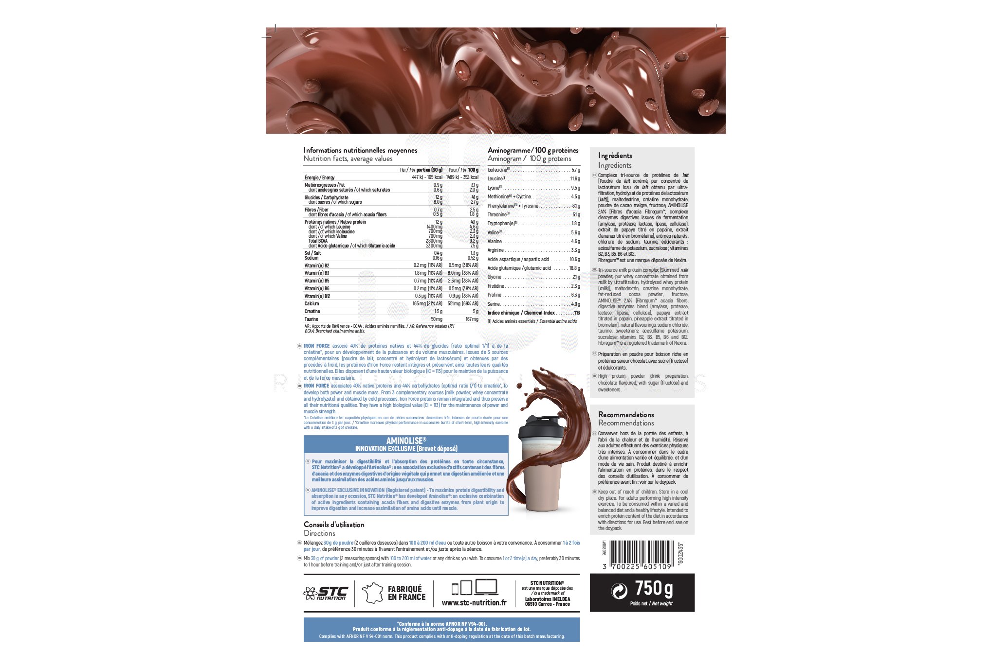 STC Nutrition Iron Force Protein 750 gr - chocolat