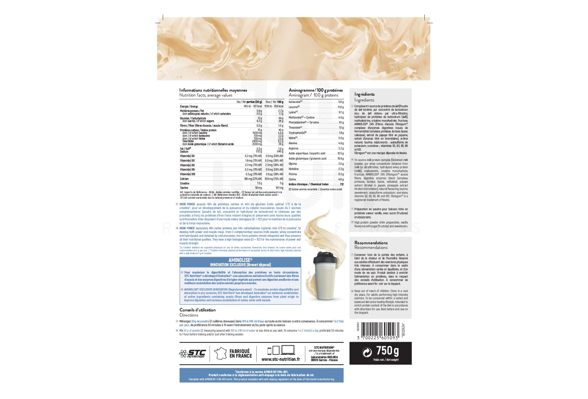 STC Nutrition Iron Force Protein 750 gr - vanille
