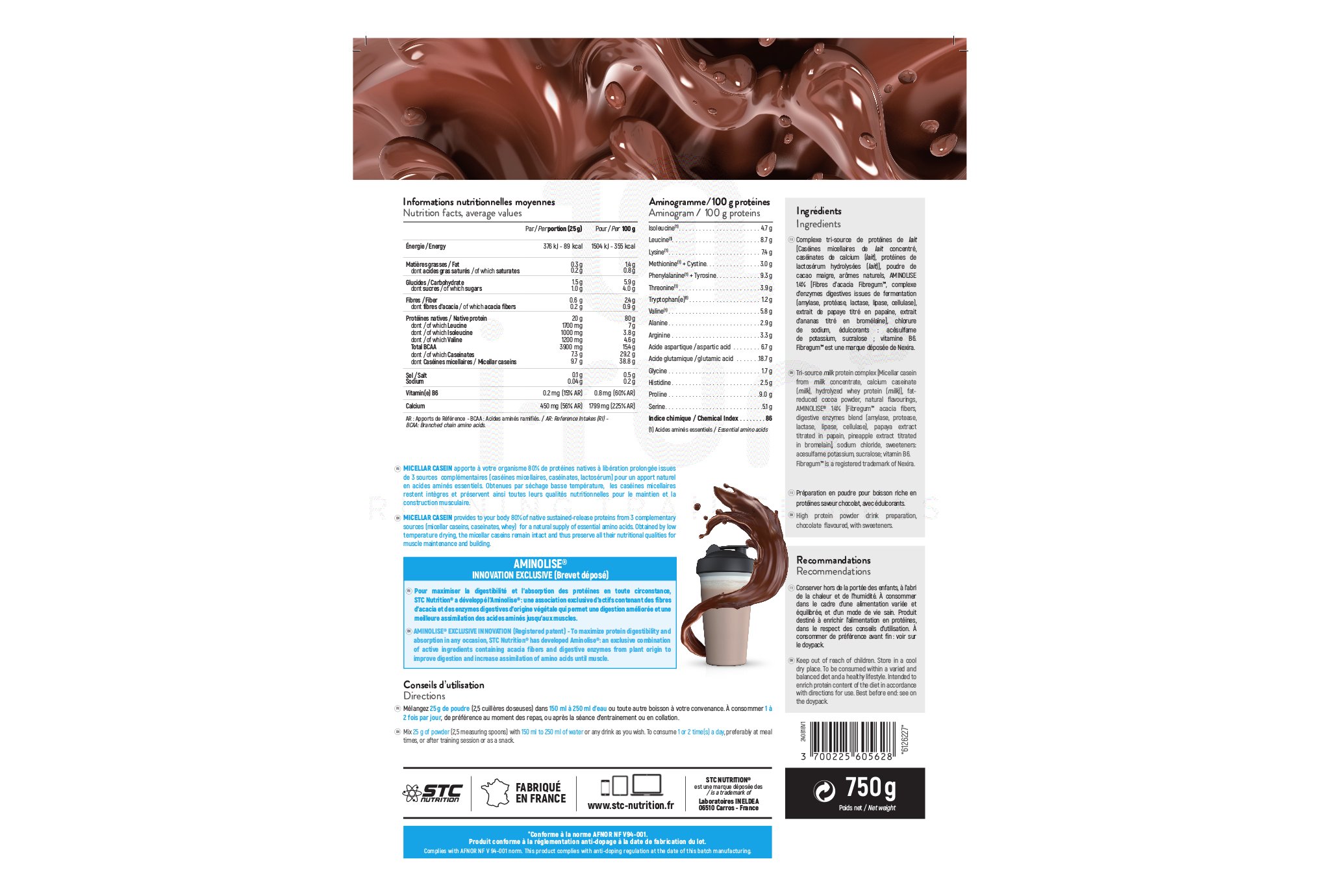STC Nutrition Micellar Casein 750g - Chocolat