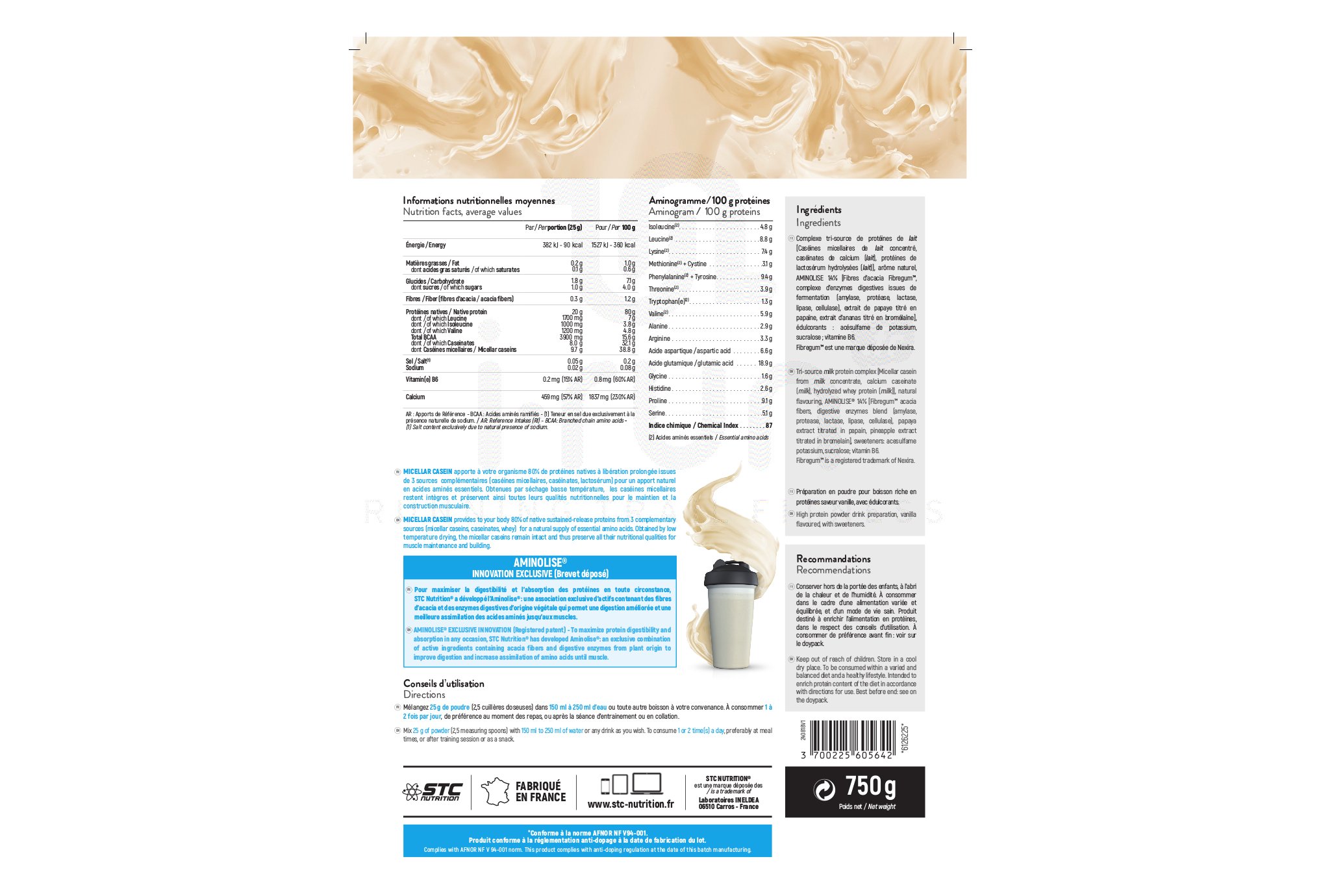 STC Nutrition Micellar Casein 750g - Vanille