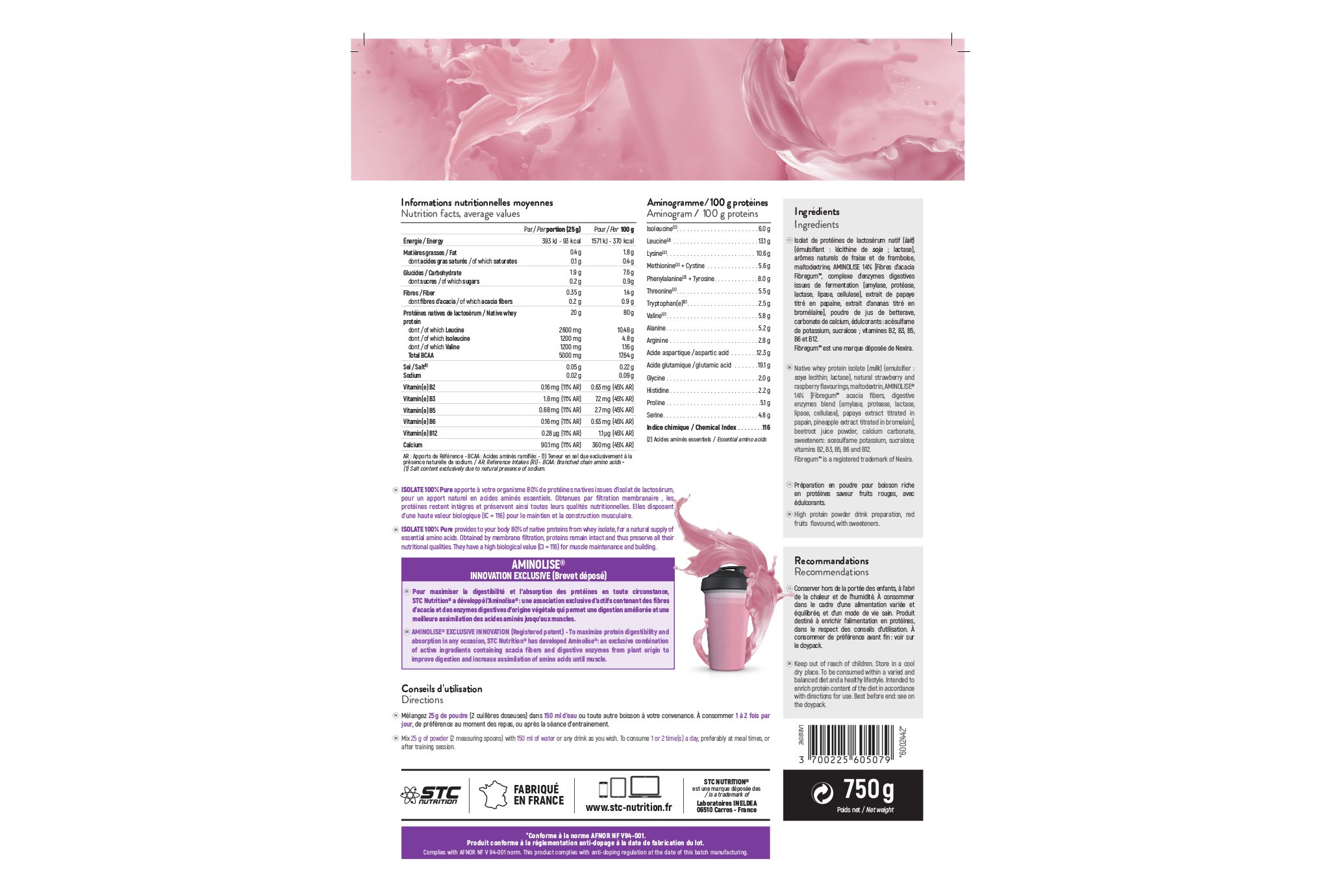 STC Nutrition Premium Isolate 750 g - Fruits rouges