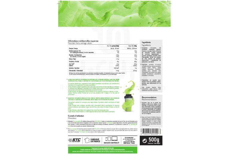 STC Nutrition Smoothie Green Protein 500g - Pomme 