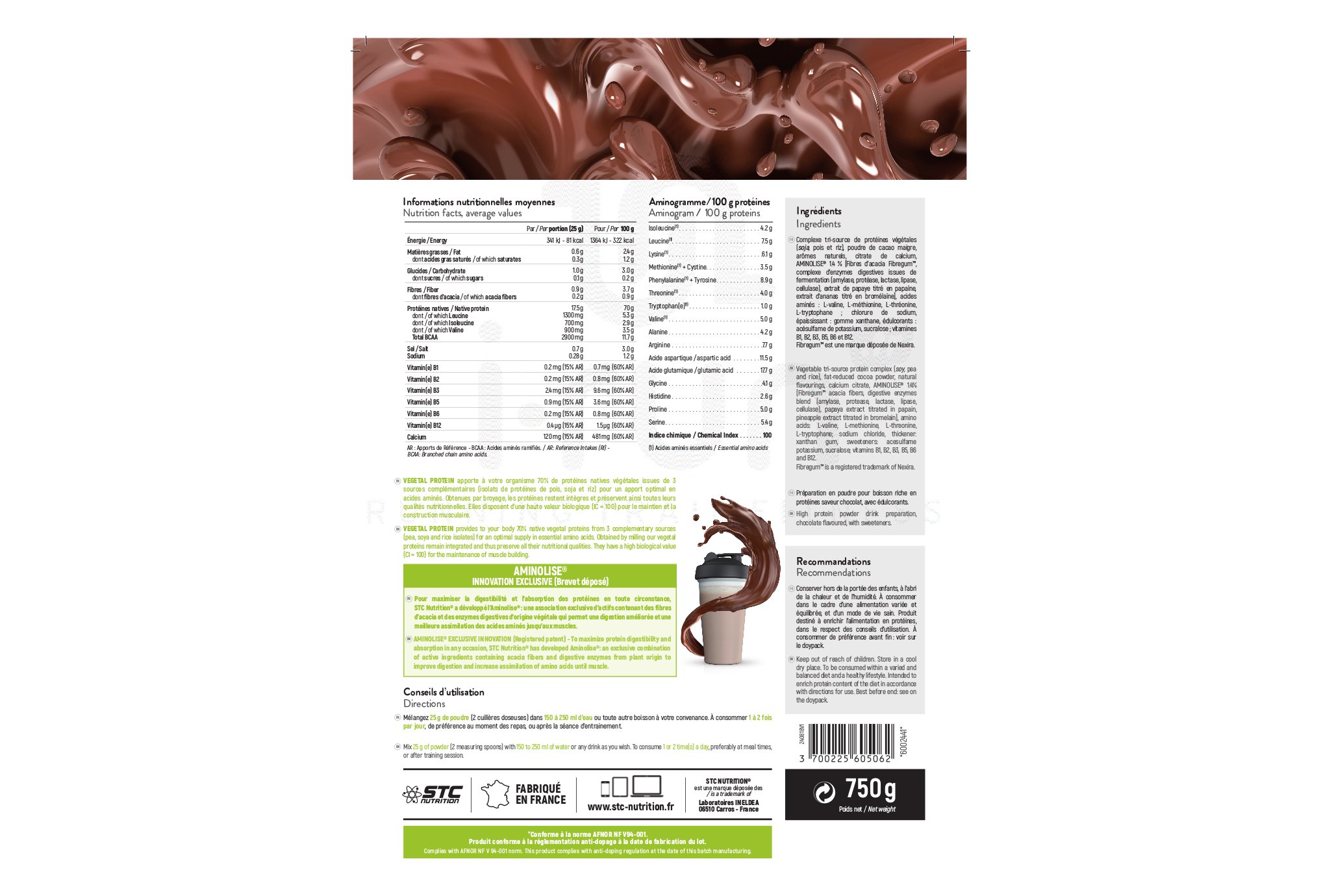 STC Nutrition Vegetal Protein 750g - Chocolat