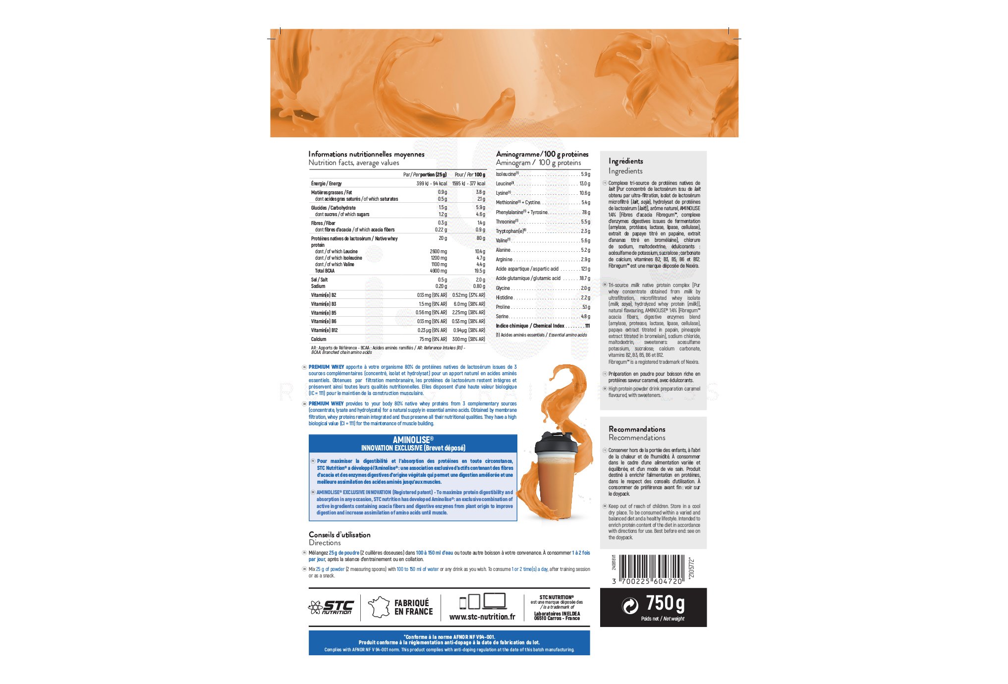 STC Nutrition Whey Pure Premium Protein caramel beurre sal� 750 g