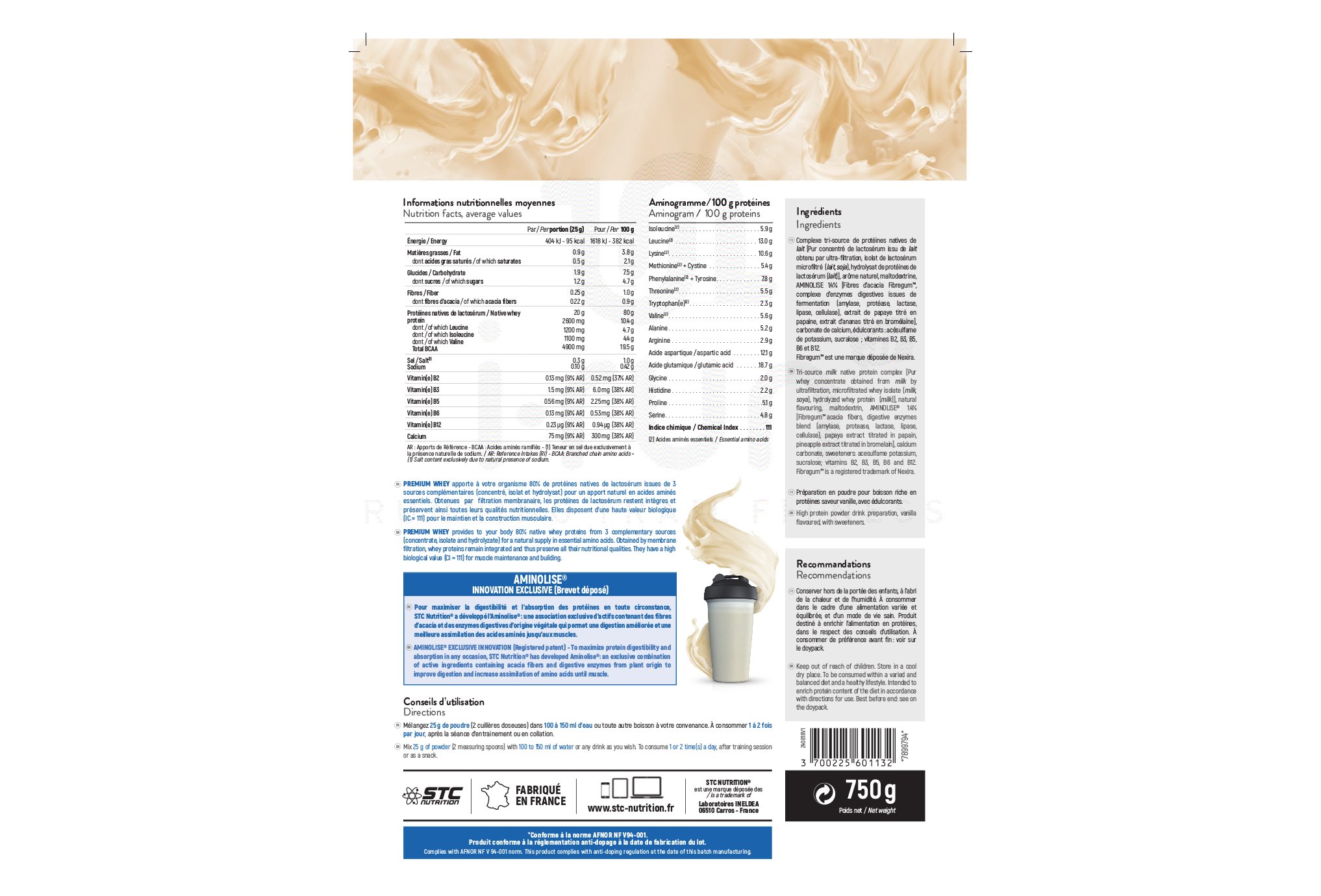 STC Nutrition Whey Pure Premium Protein vanille 750 g