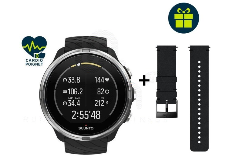 Suunto Pack 9 Black + Bracelet Urban 2 cuir 