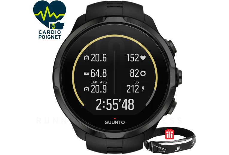 Suunto Pack Spartan Sport Wrist HR All Black + Ceinture Salomon 