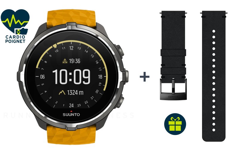 Suunto Pack Spartan Sport Wrist HR Baro Amber + Bracelet Urban 2 Cuir Offert 