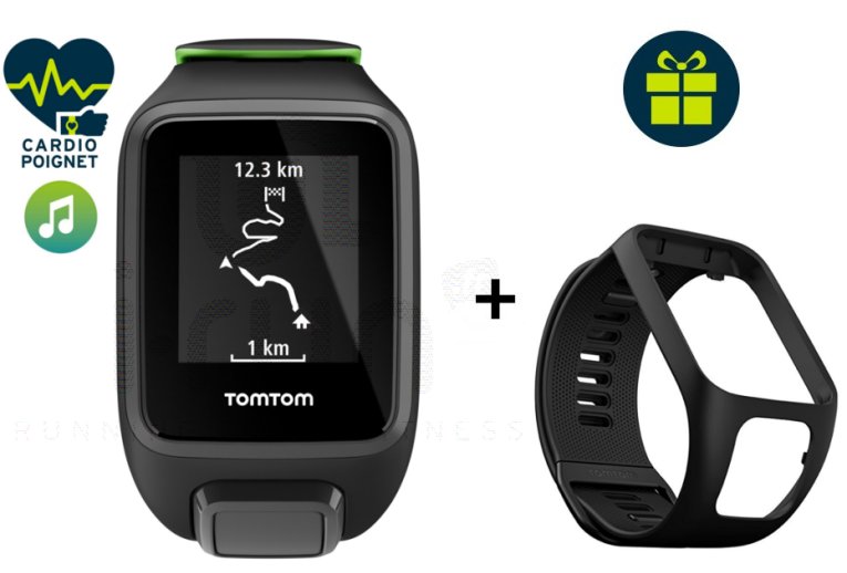 Tomtom Pack Runner 3 Cardio + Music - Small + Bracelet noir Large offert 